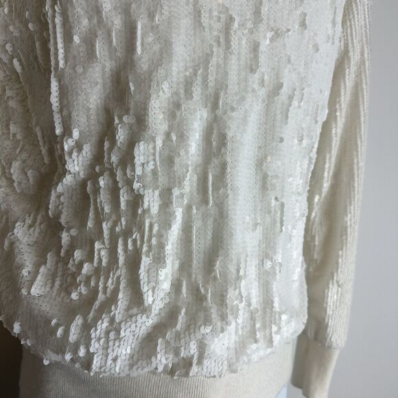 Equipment Femme Ivory Wool Blend Shane Sequined Crewneck Sweater Womens S - Picture 2 of 11